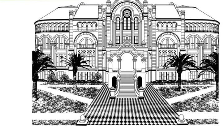 Heritage Building Line Art